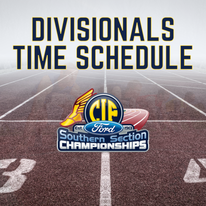 Time Schedule – Track Divisional Championship Finals – May 14, 2022