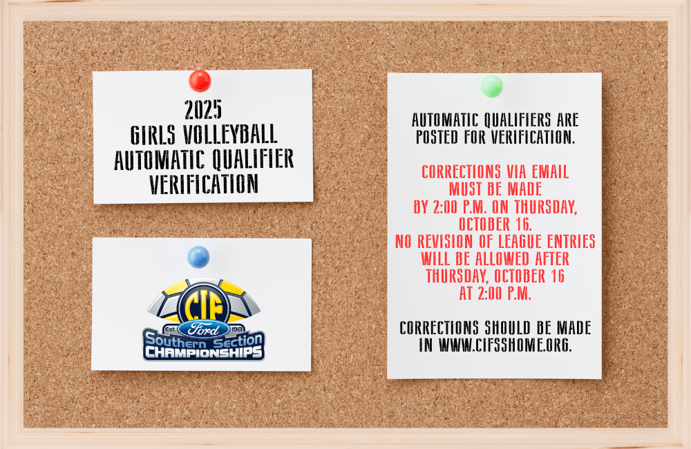 2025 CIF-SS Ford Girls Volleyball Championships Automatic Qualifier Verification